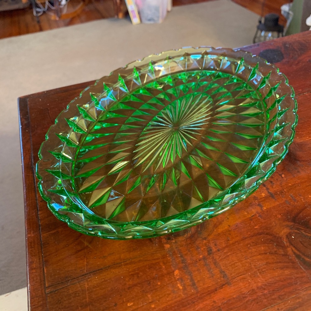 Vintage depression glass.